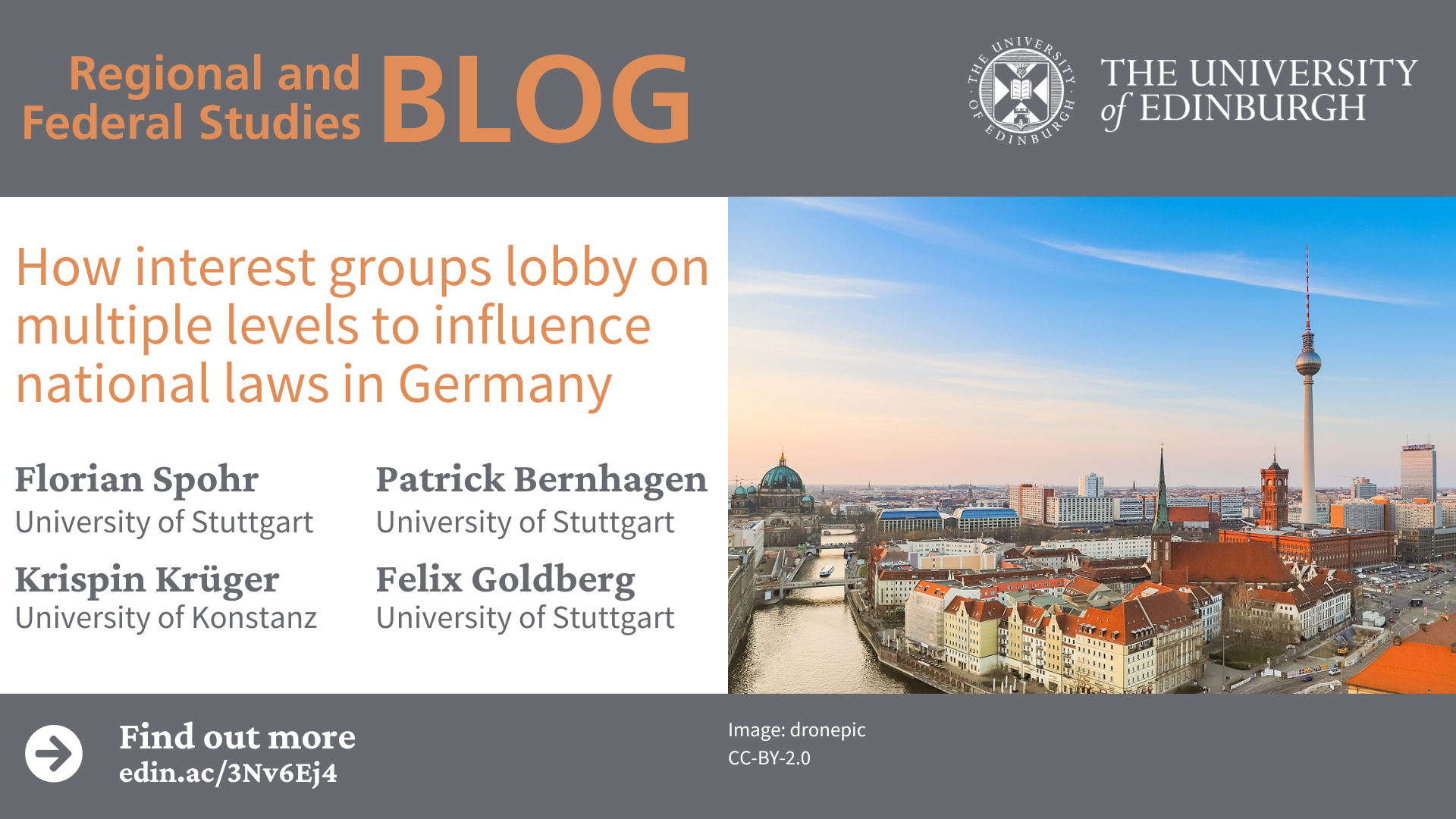 Aerial view of Berlin with the title of the blogpost and authors