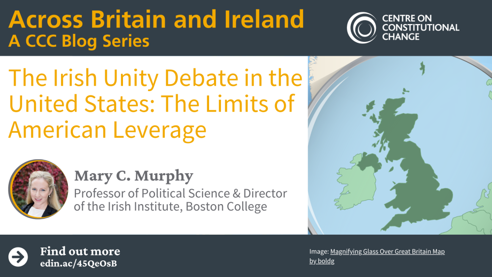 An image of Britain and Ireland with a photo of the author, Mary C Murphy