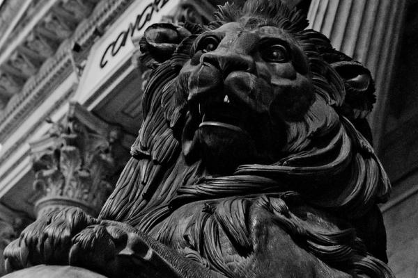 Lion in front of Spanish Congress of Deputies