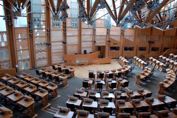Image of the debating chamber of the Scottish Parliament