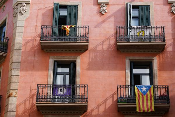 Balconies with flags